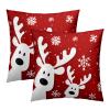 Mweet Christmas Reindeer Throw Pillow Covers 16x16, Set of 2 Funny Xmas Deer Snowflakes Red Decorative Pillow Cases Square Cushion Cover for Couch Sofa Bed Holiday Decoration view 1
