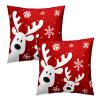 Mweet Christmas Reindeer Throw Pillow Covers 16x16, Set of 2 Funny Xmas Deer Snowflakes Red Decorative Pillow Cases Square Cushion Cover for Couch Sofa Bed Holiday Decoration view 2