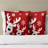 Mweet Christmas Reindeer Throw Pillow Covers 16x16, Set of 2 Funny Xmas Deer Snowflakes Red Decorative Pillow Cases Square Cushion Cover for Couch Sofa Bed Holiday Decoration view 3