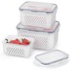 Chewtoyo Stackable Bpa-Free Plastic Fruit Baskets, Drain Vegetables, for Bins, and Fridge, 3 Pack Refrigerator for with Veggies, Baskets, Etc. view 1