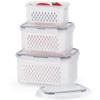 Chewtoyo Stackable Bpa-Free Plastic Fruit Baskets, Drain Vegetables, for Bins, and Fridge, 3 Pack Refrigerator for with Veggies, Baskets, Etc. view 4