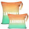 2 Pcs Large Travel Laundry Bag - Waterproof Wet Dry Bag for Gym, Swimming, Yoga - Washable Dirty Clothes and Bathing Suit Workout Bag (Green+Orange) view 1