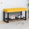 MARIYCH Velvet End of Bed Bench with Shoe Storage Rack, Upholstered Shoe Rack Bench for Bedroom Living Room Entryway Hallway view 3