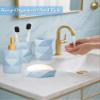 Bathroom Accessories Set,4 Pcs Bathroom Accessory Set,Includes Lotion Soap Dispenser,Toothbrush Holder,Tumbler,Soap Dish,Ceramic Bathroom Sets Complete,Bathroom Sink Set for Modern Home Decor(Blue) view 3