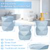 Bathroom Accessories Set,4 Pcs Bathroom Accessory Set,Includes Lotion Soap Dispenser,Toothbrush Holder,Tumbler,Soap Dish,Ceramic Bathroom Sets Complete,Bathroom Sink Set for Modern Home Decor(Blue) view 4