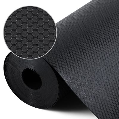 Black Shelf Liners for Kitchen Cabinets Non Adhesive Drawer Liner for Bathroom Waterproof Refrigerator Liners for Shelves Fridge Plastic Mats Cabinet Cupboard Liner 17.5 x 393.7 Inches