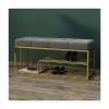 MARIYCH Modern Metal Velvet Seat Cushion Shoe Bench, 3-Tier Entryway Hallway Shoe Rack Bench, Grey view 1