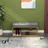 MARIYCH Modern Metal Velvet Seat Cushion Shoe Bench, 3-Tier Entryway Hallway Shoe Rack Bench, Grey view 4