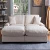 KEVINSPACE Modern Sectional Sofa for Living Room Deep Seat Couch with Moveable Ottoman 84.5" Modern Comfy Sleeper Sofa Double-Upholstered Modular Sofa Wide Loveseat Couches Apartment Bedroom Beige view 1