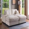 KEVINSPACE Modern Sectional Sofa for Living Room Deep Seat Couch with Moveable Ottoman 84.5" Modern Comfy Sleeper Sofa Double-Upholstered Modular Sofa Wide Loveseat Couches Apartment Bedroom Beige view 2