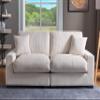 KEVINSPACE Modern Sectional Sofa for Living Room Deep Seat Couch with Moveable Ottoman 84.5" Modern Comfy Sleeper Sofa Double-Upholstered Modular Sofa Wide Loveseat Couches Apartment Bedroom Beige view 3
