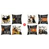 AVOIN colorlife Happy Halloween Boo Black Cat Trick or Treat Throw Pillow Covers, 18 x 18 Inch Stripe Truck Pumpkin Spooky Cushion Case for Sofa Couch Set of 8 view 1
