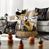 AVOIN colorlife Happy Halloween Boo Black Cat Trick or Treat Throw Pillow Covers, 18 x 18 Inch Stripe Truck Pumpkin Spooky Cushion Case for Sofa Couch Set of 8 view 2