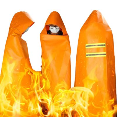 DIBBATU Fireproof Cloak, Fire Escape Cloak, Extra Big Fireproof Fiber Cape, Emergency Used as A Fire Blanket, Head Protection Fire Escape Suit for Household, Office Home (Orange, 63 * 56in)