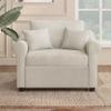 CKLMMC Modern Convertible Sleeper Chair with Adjustable Backrest, 3 in 1 Lounger Chair Turns Into Bed, Chenille Single Bed for Living Room Bedroom and Office (Beige/3 in 1) view 3