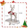 Houdezhu Christmas Stocking Holders for Mantel Set of 2,Reindeer Stocking Holders for Fireplace Mantel Hooks Xmas Tree Christmas Stocking Hangers,Stockings Clip for Christmas Decor (Silver Tree Deer) view 2