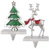 Houdezhu Christmas Stocking Holders for Mantel Set of 2,Reindeer Stocking Holders for Fireplace Mantel Hooks Xmas Tree Christmas Stocking Hangers,Stockings Clip for Christmas Decor (Silver Tree Deer) view 3