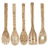 5Pcs Food Carving Spatula Spoon Shovel, Wooden Cooking Utensil Sets, Nonstick Pocus Cookware Gadget Kit for Kitchen view 1