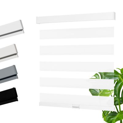HOTSOON Cordless Zebra Blinds for Interior Windows, White, 48" W x 48" H