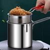 Compact 1200ml Stainless Steel Deep Frying Pot with Basket - Ideal for French Fries, Shrimp, Fish, and Chicken Wings (Single Unit) view 2