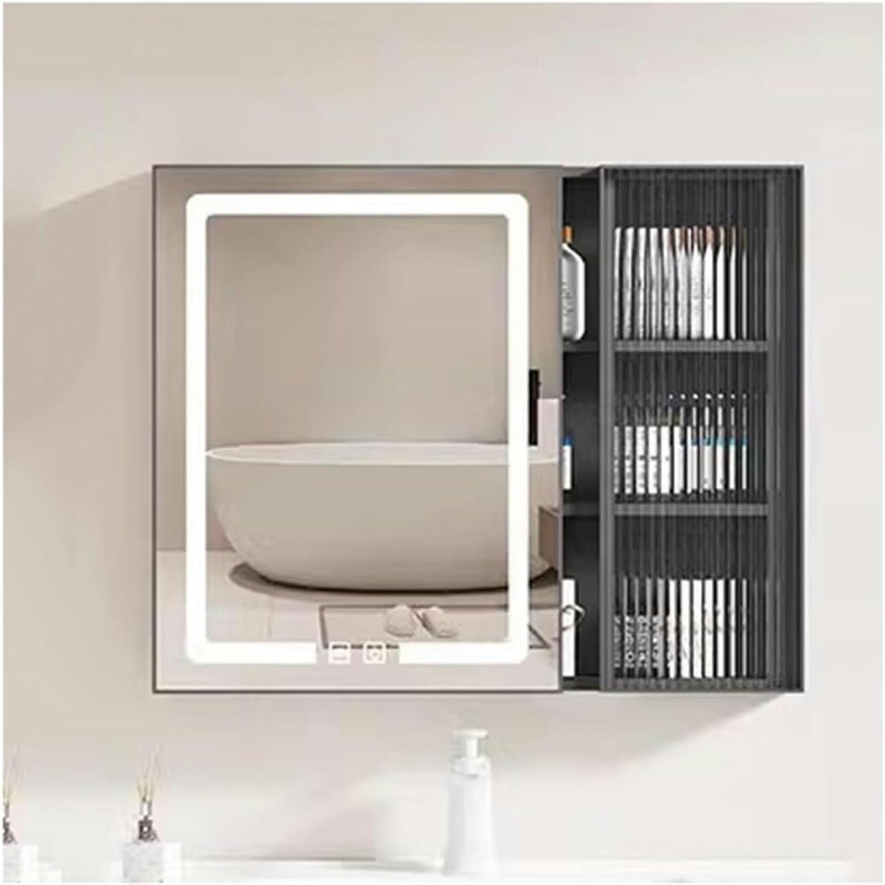 Medicine cabinet mirror with lightsaluminum Bathroom Mirror Medicine CabinetWall Mounted Medicine Cabinet,Space Saving Wall Cabinetinductionfor Toilet,BathroomA,B(A,W80cm*H65cm/W32in*H26in)-1