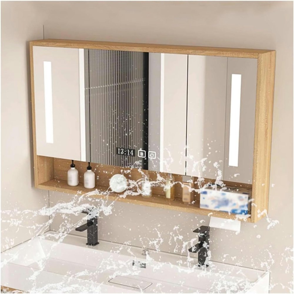 AMNOOL Modern Wall Mounted Medicine CabinetBathroom Wall Mirror Cabinet,led Mirror for BathroomThe Toilet Space Saver Storage Cabinetwith Storage Mirror CabinetA,B(B,W80cm/31.5in)-1