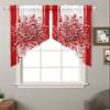 Chiffon Swag Curtain Valances Red White Stripe Rod Pocket Kitchen Curtain Voile Scalloped Window Valances for Window Spring Summer Eucalyptus Leaves Floral Swag Curtain for Living Room 36"x36"x2 view 2
