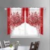 Chiffon Swag Curtain Valances Red White Stripe Rod Pocket Kitchen Curtain Voile Scalloped Window Valances for Window Spring Summer Eucalyptus Leaves Floral Swag Curtain for Living Room 36"x36"x2 view 3