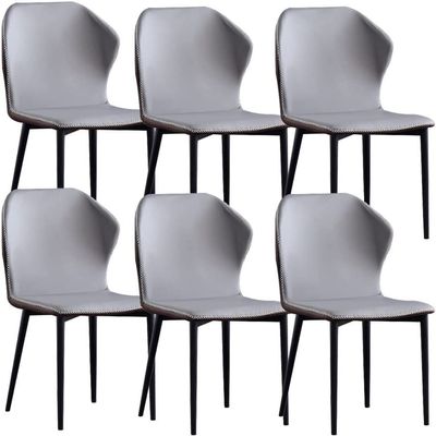 HAOKAZLBR Modern Dining Room Chairs Upholstered Dinner Chair Modern Kitchen Dining Chairs Set of 4,Leather Living Room Side Chairs with Carbon Steel Metal Legs for Home Commercial Restaurants(Grey)