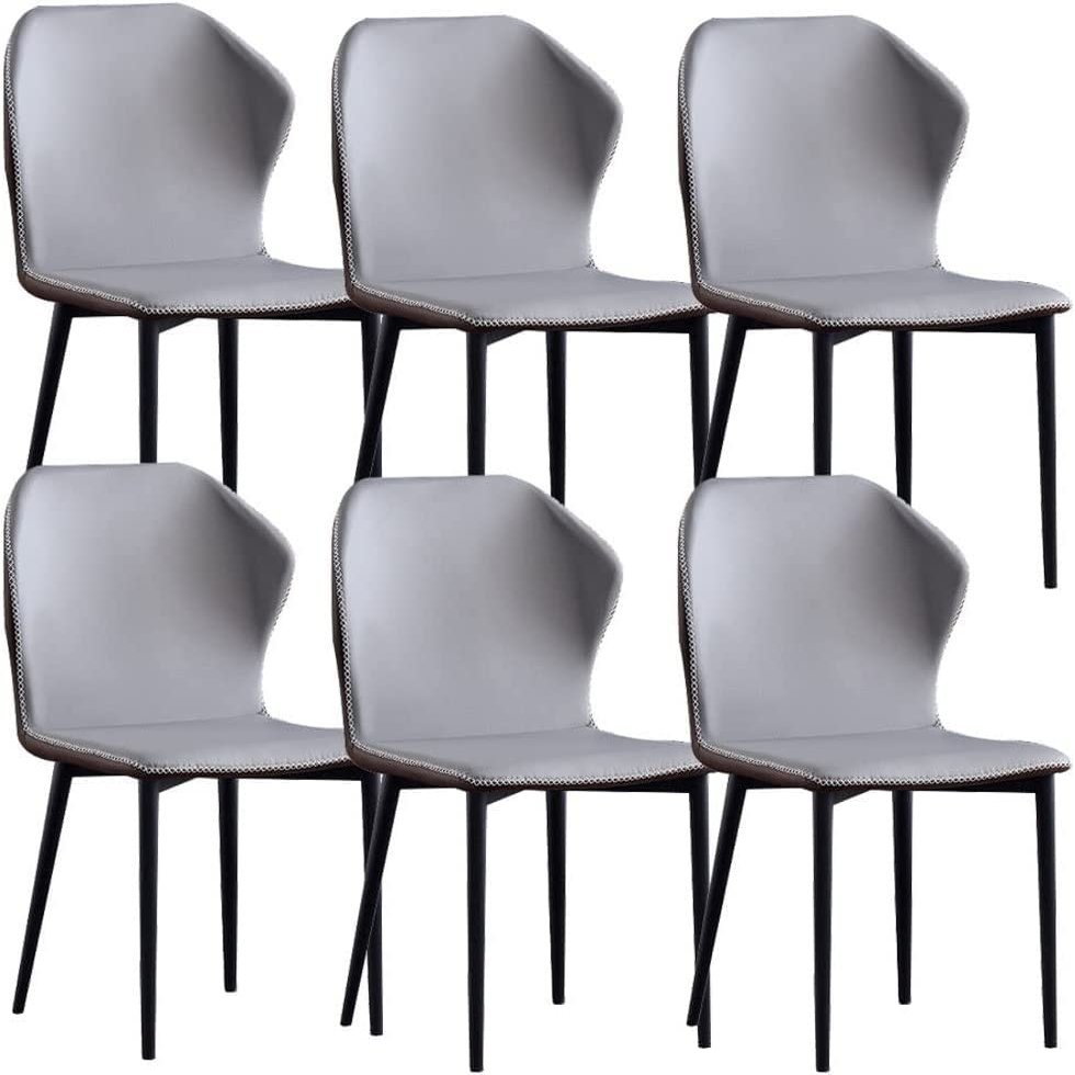 HAOKAZLBR Modern Dining Room Chairs Upholstered Dinner Chair Modern Kitchen Dining Chairs Set of 4,Leather Living Room Side Chairs with Carbon Steel Metal Legs for Home Commercial Restaurants(Grey)