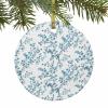 Blue Flower Ornaments Christmas Tree Decorations,Country Rustic Fall Winter Leaves Double Sided Haloween Fall Thanksgiving Christmas Holiday Decor Ornament Ceramic Hanging Pendants Drop Gift/Couples view 1