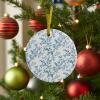 Blue Flower Ornaments Christmas Tree Decorations,Country Rustic Fall Winter Leaves Double Sided Haloween Fall Thanksgiving Christmas Holiday Decor Ornament Ceramic Hanging Pendants Drop Gift/Couples view 2