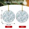 Blue Flower Ornaments Christmas Tree Decorations,Country Rustic Fall Winter Leaves Double Sided Haloween Fall Thanksgiving Christmas Holiday Decor Ornament Ceramic Hanging Pendants Drop Gift/Couples view 3