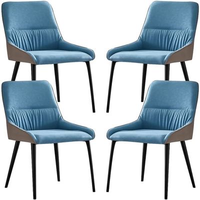 HAOKAZLBR Modern Dining Room Chairs Upholstered Dinner Chair Dining Chairs Set of 4,Technology Cloth Living Room Lounge Counter Chairs Ergonomics Seat Sturdy Blcak Carbon Steel Metal Legs(Blue)