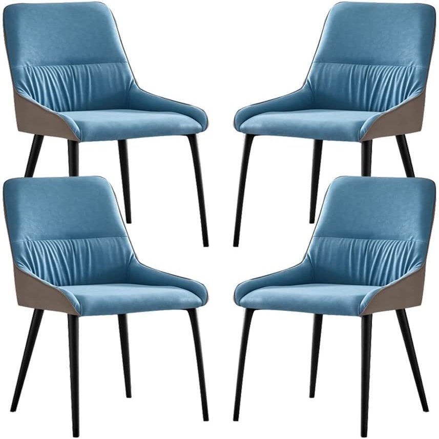 HAOKAZLBR Modern Dining Room Chairs Upholstered Dinner Chair Dining Chairs Set of 4,Technology Cloth Living Room Lounge Counter Chairs Ergonomics Seat Sturdy Blcak Carbon Steel Metal Legs(Blue)