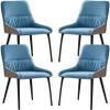 HAOKAZLBR Modern Dining Room Chairs Upholstered Dinner Chair Dining Chairs Set of 4,Technology Cloth Living Room Lounge Counter Chairs Ergonomics Seat Sturdy Blcak Carbon Steel Metal Legs(Blue) view 1