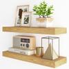 Fun Memories Floating Shelves for Wall, 24Inch Floating Shelves Set of 2, Hanging Shelf with Invisible Brackets, Wood Shelves for Living Room, Bedroom, Kitchen, Oak view 1