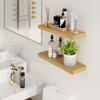 Fun Memories Floating Shelves for Wall, 24Inch Floating Shelves Set of 2, Hanging Shelf with Invisible Brackets, Wood Shelves for Living Room, Bedroom, Kitchen, Oak view 2