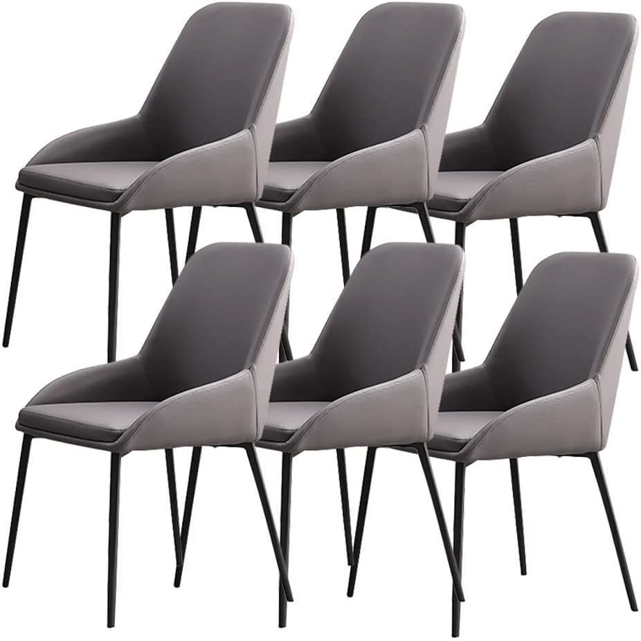 HAOKAZLBR Modern Dining Room Chairs Upholstered Dinner Chair Kitchen Leather Kitchen Dining Chairs Set of 6 Sturdy Carbon Steel Metal Legs Living Room Lounge Counter Chairs(Grey)