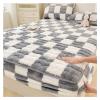 ZGSYH Luxury Mattress Covers,Velvet Checkered Bedding Mattress Protector,12'' Deep Pocket Machine Washable Mattress Ftted Sheet for Twin Full Queen King California King Size Bed(Gray,79 * 87in) view 1