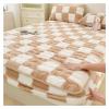 ZGSYH Luxury Mattress Covers,Velvet Checkered Bedding Mattress Protector,12'' Deep Pocket Machine Washable Mattress Ftted Sheet for Twin Full Queen King California King Size Bed(Milk coffee,Pillow cas view 1
