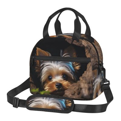 Lunch Bag Insulated Lunch Box for Women Men Reusable Cooler Bag A little Yorkshire terrier Lunch Tote Bag for Work Picnic