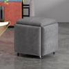 GOIPNGPK 5 in 1 Multifunctional Pouf Stool, Grey, 13.8" Square, Fabric Top & Metal Base, Modern Style, Easy to Clean, Swivel Casters view 1