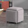 GOIPNGPK 5 in 1 Multifunctional Pouf Stool, Grey, 13.8" Square, Fabric Top & Metal Base, Modern Style, Easy to Clean, Swivel Casters view 2