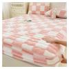 ZGSYH Luxury Mattress Covers,Velvet Checkered Bedding Mattress Protector,12'' Deep Pocket Machine Washable Mattress Ftted Sheet for Twin Full Queen King California King Size Bed(Pink,79 * 87in) view 1