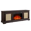 65" TV Stand for TV Up to 75",Boho Entertainment Center with 23" Electric Fireplace Heater, Rattan Decorated Console Table Storage Cabinet for Living Room, Bedroom, Espresso view 1