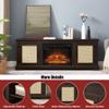 65" TV Stand for TV Up to 75",Boho Entertainment Center with 23" Electric Fireplace Heater, Rattan Decorated Console Table Storage Cabinet for Living Room, Bedroom, Espresso view 2
