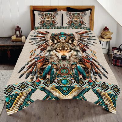 Jeminise Native Tribal Quilt Bed Set Tribal Print Quilt Set Full/Twin/Queen, Western Quilt Bedding Set, Native American gift (D01, 5 Sizes)