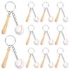SOFPLATE 12Pcs White Softball Keychains Bulk Wooden Baseball Bat Keychain Mini PU Leather Baseball Bat Keyrings Softball Key Chain Sport Keychains for Party Favors Men Women Athletes Souvenir Birthday view 1