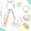 SOFPLATE 12Pcs White Softball Keychains Bulk Wooden Baseball Bat Keychain Mini PU Leather Baseball Bat Keyrings Softball Key Chain Sport Keychains for Party Favors Men Women Athletes Souvenir Birthday view 2